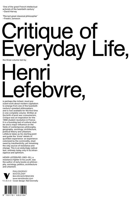 Critique of Everyday Life by Henri Lefebvre